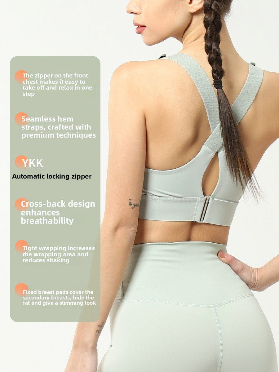 Adjustable Front Closure Sports Bra High Support Yoga Fitness Top