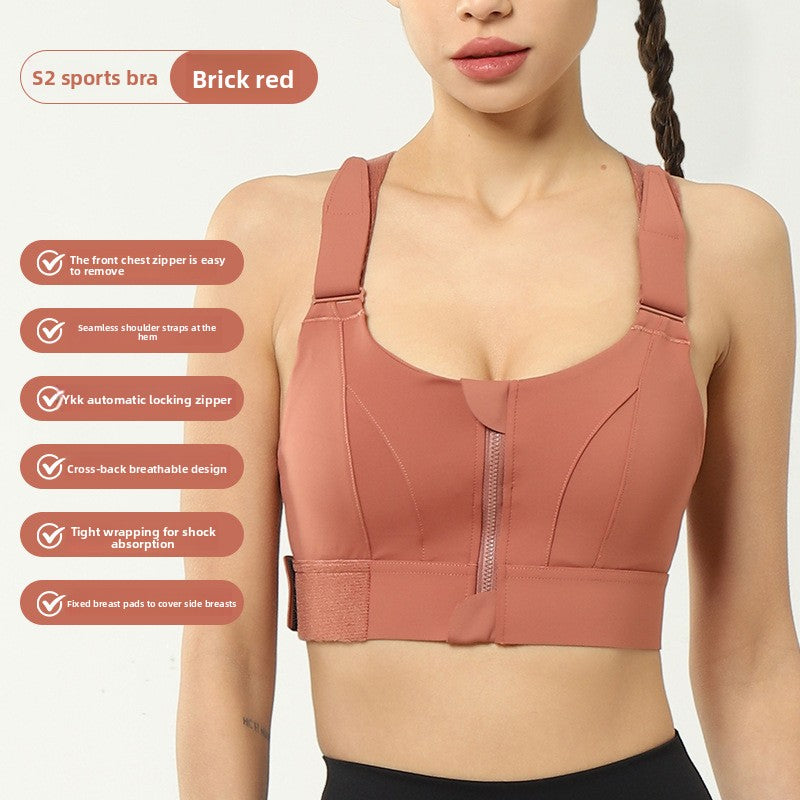 Adjustable Front Closure Sports Bra High Support Yoga Fitness Top