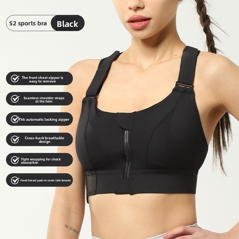 Adjustable Front Closure Sports Bra High Support Yoga Fitness Top