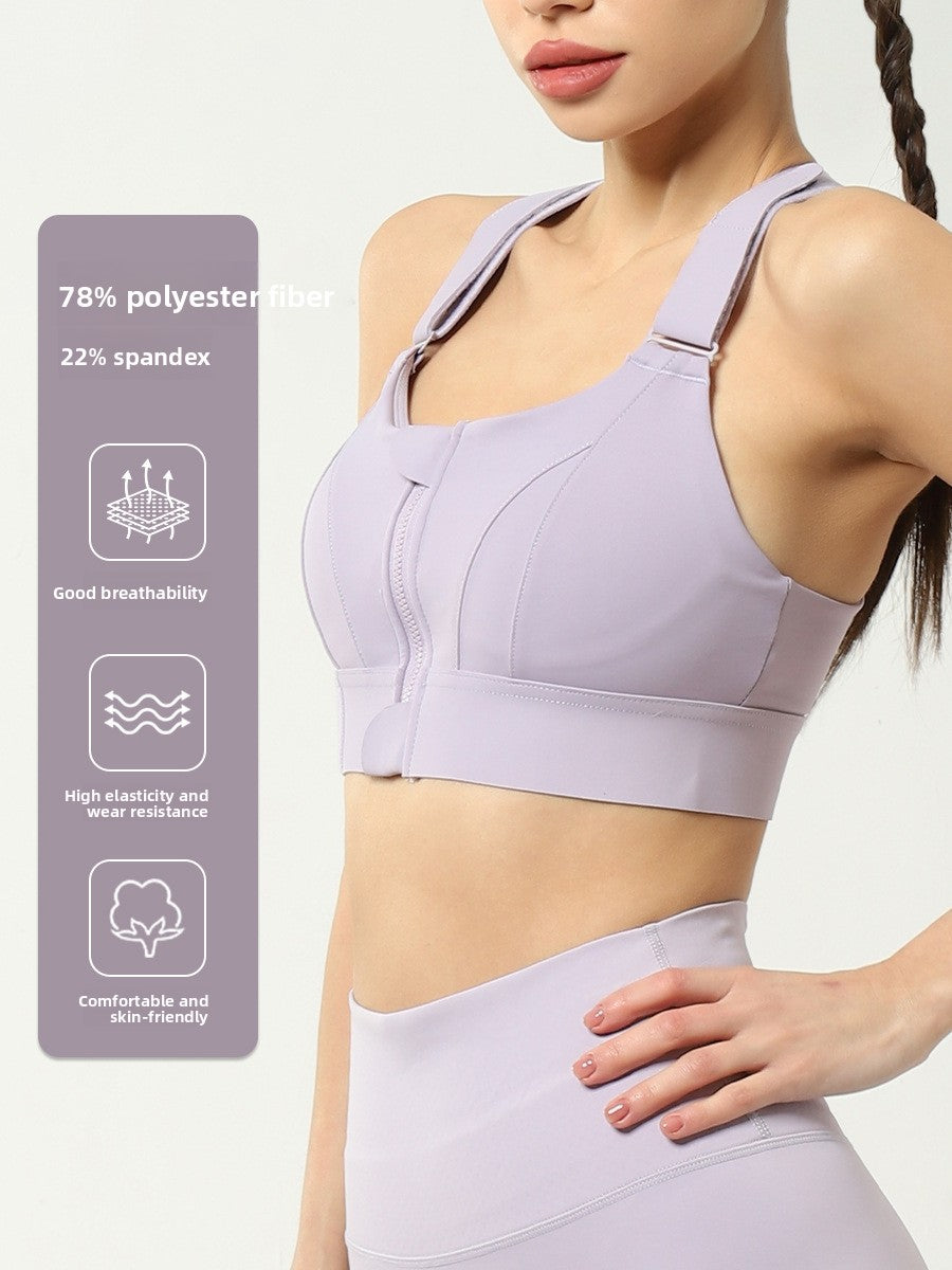 Adjustable Front Closure Sports Bra High Support Yoga Fitness Top
