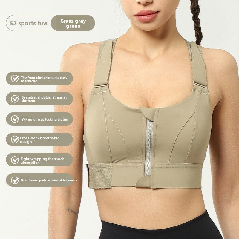Adjustable Front Closure Sports Bra High Support Yoga Fitness Top