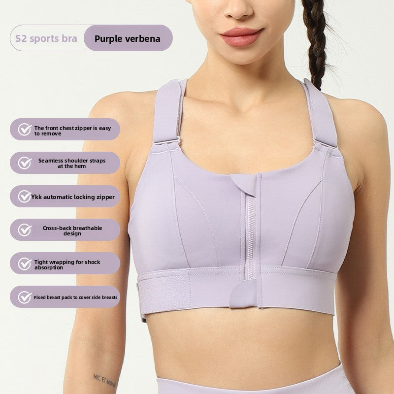 Adjustable Front Closure Sports Bra High Support Yoga Fitness Top