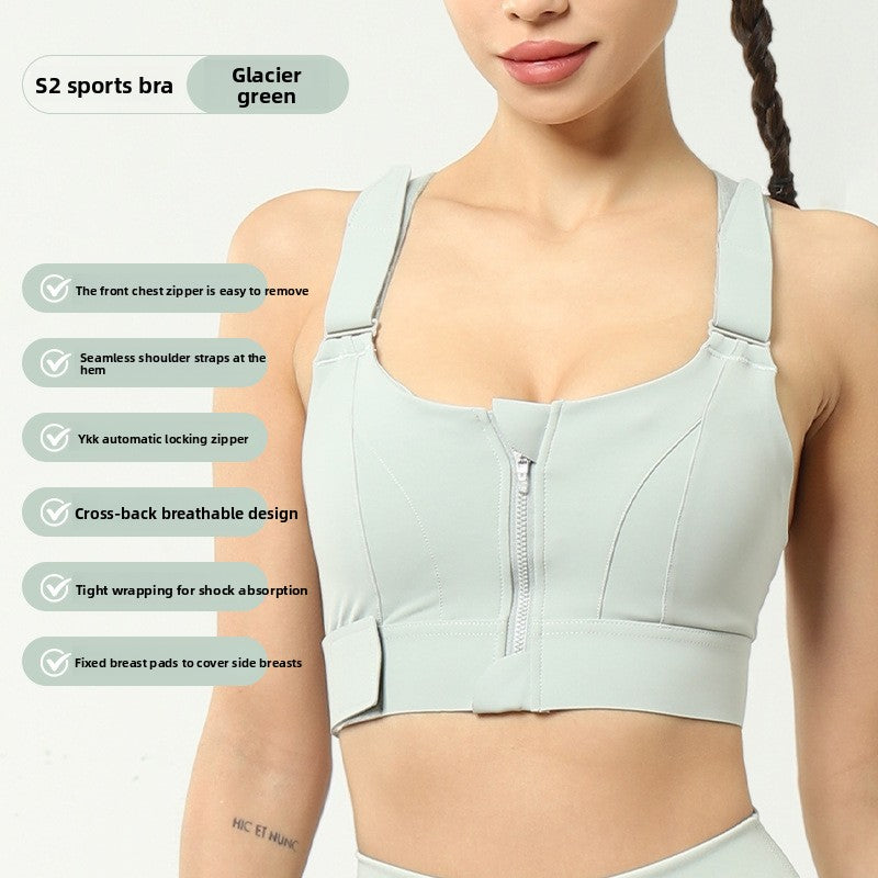 Adjustable Front Closure Sports Bra High Support Yoga Fitness Top