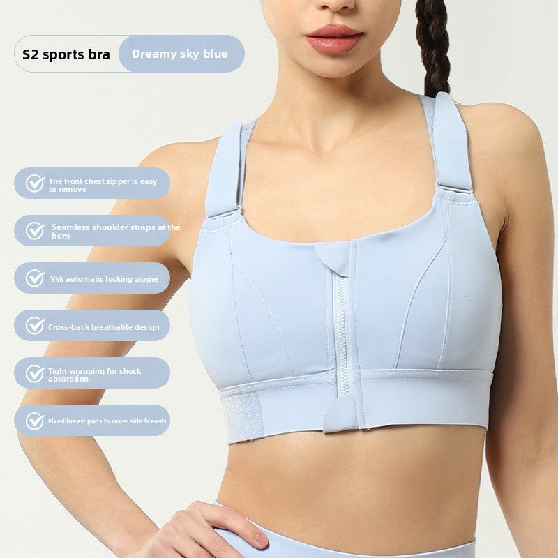Adjustable Front Closure Sports Bra High Support Yoga Fitness Top